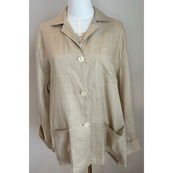 TOTO n KO for Bloomingdale’s Linen 2Pc Set Jacket & Top S/M Neutral Minimalist - Picture 8 of 16